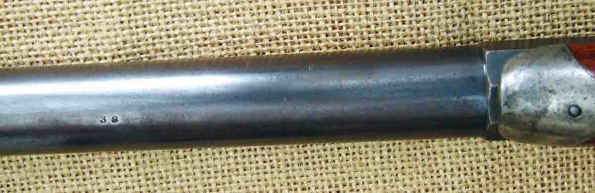 Underside of Hepburn barrel marked “38.”